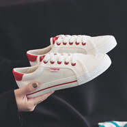 森馬（senma）男鞋夏秋季新款透氣運動(dòng)潮帆布板鞋休閑低幫百搭布鞋子男 9673紅色 40