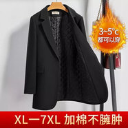 Lauaird加棉加厚黑色職業(yè)小西裝外套女秋冬2023年胖mm200斤大碼西服 黑色 加棉加厚H-25 7XL (190-200斤可以穿)