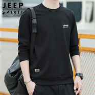 JEEP SPIRIT吉普衛(wèi)衣男韓版圓領(lǐng)寬松男士衛(wèi)衣百搭長袖打底衫 黑色 2XL 