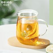 物生物（RELEA）玻璃杯泡茶杯茶水分離茶杯玻璃杯子辦公室綠茶花茶泡茶杯冷水壺 夕顏 500ml