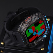 MR.MULL星圖ultra49mm2冰川改裝透明保護殼套氟橡膠手表帶蝴蝶扣蘋(píng)果12345678s9金屬不銹鋼蝴蝶扣42/45/44 殼(透黑)+蝴蝶扣氟橡膠帶(黑+黑) 49mm(ultra1/2/3代)短碼表帶