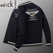 Edick輕奢品牌男裝秋冬歐洲站外套男白色夾克男休閑大碼冬季加絨棒球服 CK88黑色（春秋款） 2XL（建議135-150斤左右）