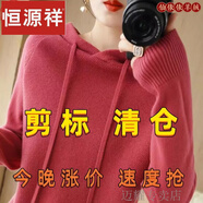 恒源祥羊毛衫女秋冬新款帶帽針織衫連帽羊絨衫寬松內(nèi)搭打底毛衣 樹莓紅 XL 120-135
