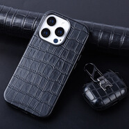 適用于蘋(píng)果14手機殼鱷魚(yú)紋iphone14防摔promax防震磁吸保護套外殼 黑色 iphone13系列