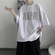 WALF夏季港風(fēng)字母印花短袖T恤男潮牌潮流ins學(xué)生休閑半袖體恤  白色 【SOFR】 S