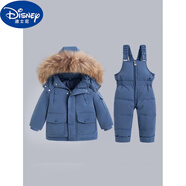 迪士尼（Disney）2-15歲穿的寶寶羽絨服背帶褲套裝嬰幼兒冬裝加厚戶(hù)外防風(fēng)滑雪服兒 藍色 90cm