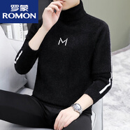 羅蒙（ROMON）水貂絨高領(lǐng)毛衣男秋冬季加絨加厚保暖線衣潮流韓版修身針織打底衫 243黑色 2XL 130-150斤可穿