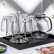 德韋特（DWIGHT）高檔耐熱水晶玻璃杯套裝雙層隔熱龍井泡綠茶杯家用加厚喝水杯子 375ml雙層杯*6+杯架+水壺+托盤
