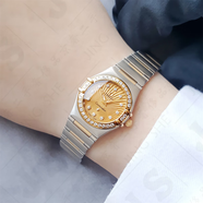 【二手99新】歐米茄（OMEGA）女表星座系列機(jī)械石英表18k黃金外圈鑲鉆女士腕表二手奢侈品 11125236058001石英金盤外圈鑲鉆22