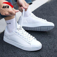 安踏板鞋男鞋子冬季新款休閑鞋冬季旗艦輕便潮流滑板鞋男士運動(dòng)鞋 8000-1安踏白/黑 39