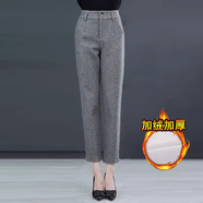 婳如嫣加絨加厚毛呢褲子女秋冬2025新款哈倫褲高腰小腳蘿卜呢子休閑長褲 灰色加絨款 L