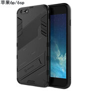 羅科 適用蘋果6plus手機殼防摔iphone6s鏡頭全包6splus磨砂硬殼硅膠男款隱形支架保護(hù)套 【蘋果6p/6sp】啞光黑+鋼化膜