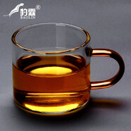 豹霖玻璃小茶杯功夫茶具套裝家用耐熱透明描金斗笠杯錘紋玻璃杯 玻璃手柄杯-橙色（1個(gè)裝）