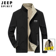 JEEP SPIRIT吉普夾克男沖鋒衣外套男士秋冬季新款兩面穿商務(wù)純色棒球服中青年 HX-8193黑色/卡其（雙面穿） 3XL (165-180斤)