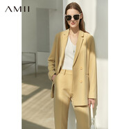 AMII職業(yè)西服套裝女春夏新款休閑外套時(shí)尚西裝兩件套 鵝黃(西裝) L (165)