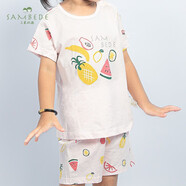 三木比迪（SAMBEDE）三木比迪兒童內衣短袖套裝夏季薄款寶寶男純棉衣服女?huà)雰憾萄澘咕?SMEBX19297蘭色 80cm