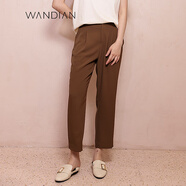 WANDIAN婉甸棕褐色長褲夏季新品通勤風百搭風鉛筆褲休閑褲1232P17RS2 棕褐色 L