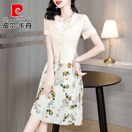 皮爾卡丹（pierre cardin）雪紡連衣裙子女士裝夏季2025年新款春秋假兩件媽氣質(zhì)短袖中長(cháng)裙 杏色《別致漂亮女神范今年流行氣 M (100-110斤)