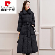 皮爾卡丹冬季韓版外套群擺收腰棉衣女中長(zhǎng)款修身羽絨棉服蓬蓬過(guò)膝加厚棉襖 黑色 M