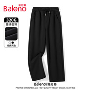 班尼路（Baleno）褲子男春秋季重磅針織休閑褲學(xué)生運動百搭系帶寬松闊腿男士直筒褲