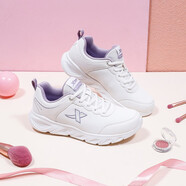 特步（XTEP）跑步鞋皮革面防水減震女鞋冬保暖輕便耐磨休閑運(yùn)動(dòng)鞋女學(xué)生時(shí)尚 米紫 37碼-現(xiàn)貨速發(fā)