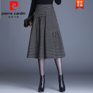 皮爾卡丹（pierrecardin）赫本風(fēng)千鳥格半身裙女不規(guī)則a字裙秋冬款設(shè)計感傘裙毛呢格子裙子 格子 32 二尺五
