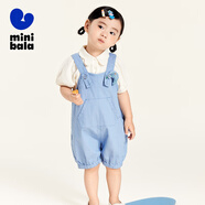 minibala【水果造型女童背帶褲】迷你巴拉巴拉兒童寶寶綿軟舒適透氣褲子夏 牛仔淺藍88101 110 cm