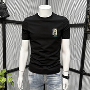 南極人（Nanjiren）短袖t恤男夏季2024新款休閑圓領(lǐng)半截袖潮牌上衣青年百搭體恤 黑色 2XL 建議145-160