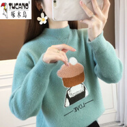 啄木鳥(niǎo)（TUCANO）少女羊毛衫加厚毛衣少女秋冬裝2026年新款初中高中學(xué)生韓版半高領(lǐng) 小美女豆綠 不加絨 2XL 建議130-145斤內