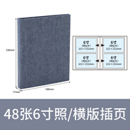 NCL插頁式相冊(cè)6寸7寸布藝高透插袋式家庭影集橫豎相冊(cè)家庭紀(jì)念簿 6寸48張煙藍(lán) 【12張24面】