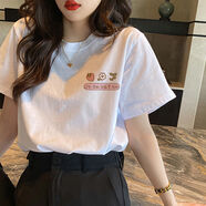 蝗裳一族白小T100%純棉短袖t恤女2024新款夏季學生韓版寬松半袖上衣服 草莓-白【100%優(yōu)質(zhì)純棉】 2XL 【建議140-165斤】