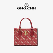 GHG2025新款 中國風(fēng)國潮戰馬托特包 女式紅色新娘婚包 大容量單肩 紅色小號
