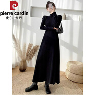 皮爾卡丹（pierre cardin）連衣裙長(cháng)款氣質(zhì)打底毛衣秋冬2025高腰針織高領(lǐng)連身裙長(cháng)裙冬季裙子 黑色 M