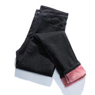 焱思泰高腰加厚牛仔褲女彈力冬季新款韓版修身顯瘦保暖褲外穿 518黑色粉絨 29 116-125斤