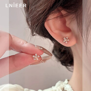 Lnieer999足銀花朵耳釘女玫瑰金輕奢高級感養(yǎng)耳洞耳環(huán)2025新款爆款耳飾 【玫瑰金】五花水鉆耳釘 (999銀)