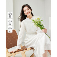 梵希蔓法式高級感白色連衣裙女2025年春裝新款鏤空收腰氣質(zhì)裙子 M6192 白色 M