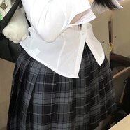 will not日系jk制服純欲風(fēng)收腰襯衫學(xué)院風(fēng)甜辣長袖修身辣妹襯衣上衣秋冬潮 煙灰百褶裙 XL