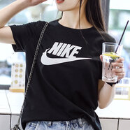 耐克（NIKE）女裝夏新款運(yùn)動(dòng)服跑步健身訓(xùn)練休閑短袖純棉針織透氣寬松運(yùn)動(dòng)T恤 DX7907-010/黑色 XL