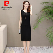 皮爾卡丹（pierre cardin）夏新款連衣裙女清涼莫代爾百搭寬松中長(cháng)款無(wú)袖吊帶背心打底裙 002:長(cháng)款:黑色 XL:建議105-120斤