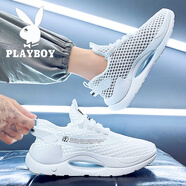 花花公子花花公子鞋子男鞋2025新款夏季透氣休閑薄款網(wǎng)面鞋男士百搭跑步運(yùn) 白色CPL1226081 單層 40