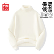 名創(chuàng)優(yōu)品（MINISO）加絨毛衣男秋冬季保暖高領(lǐng)針織衫男士加厚套頭打底衫 白 2XL 