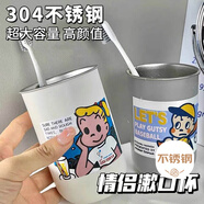 潔比世 日式不銹鋼漱口杯情侶刷牙杯家用牙缸杯便攜牙刷杯 白色女孩款