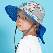 SUNDAY AFTERNOONS兒童男孩女孩防曬帽嬰兒寶寶戶(hù)外沙灘太陽(yáng)大檐魚(yú)尾遮陽(yáng)帽防水透氣 恐龍騎手 M（建議年齡2-5歲) 50-53cm