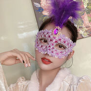 愛(ài)維逸萬(wàn)圣節(jié)面具男女半臉公主化裝舞會(huì)兒童表演出道具裝扮成人年會(huì)派對(duì) 龍紋羽毛紫色-適合4歲以上兒童及成人
