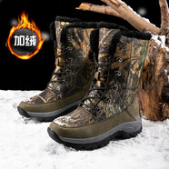 雪地靴男新款加絨加厚保暖馬丁靴中高幫東北大棉鞋防水防滑戶外登山鞋加特大碼防寒暖鞋工裝鞋 墨綠 39