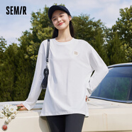 森馬森馬長(cháng)袖t恤女中長(cháng)款純棉特寬松上衣春秋裝撞色小熊t恤衫 本白10102 特寬松款 160/84A/M