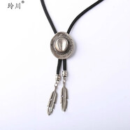 西部牛仔波洛領(lǐng)帶歐美個(gè)性休閑風(fēng)bolo tie波洛領(lǐng)結時(shí)尚領(lǐng)繩項鏈 尼龍繩/葉子吊墜/古銀色
