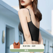KJU型美背內衣吊帶背心女內搭薄款帶胸墊文胸一體抹胸打底夏季外穿 【A款226】黑色單件 S 【建議80-100斤】