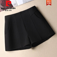 皮爾卡丹（pierrecardin）高腰毛呢a字短褲女2025秋冬季新款修身顯瘦百搭外穿時(shí)尚闊腿靴褲 黑色 29/XL115-125斤