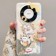 斐普特 夜光液體流沙貓咪適用于華為mate60pro手機殼華為pura70高級感50/40全包防摔創(chuàng  )意簡(jiǎn)約透明殼 【芒果貓咪】夜光流沙 華為Mate60Pro/Pro+通用